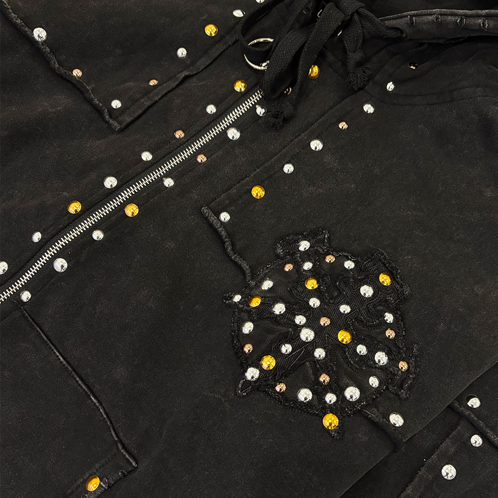 Hudson 585B Studded Metal Oversized Hoody