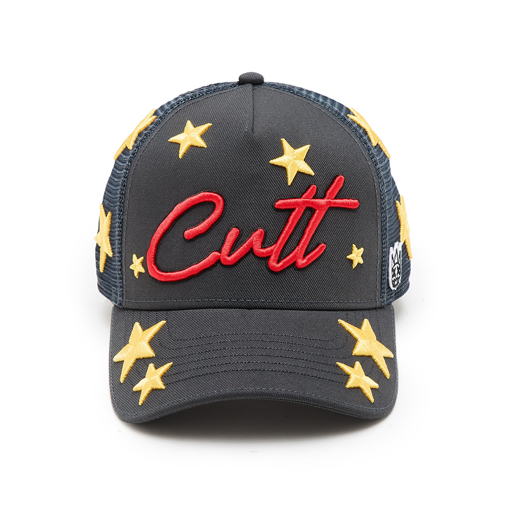 Cult of Individuality Cult's Logo Mesh Back Trucker Hat "Cherubs" in Steel