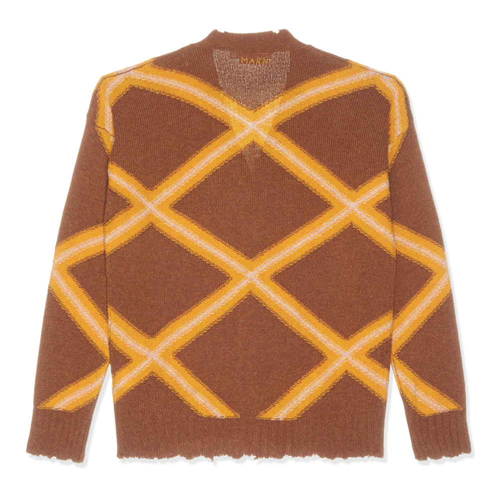 Marni Broken Macro Argyle Gauge Cardigan