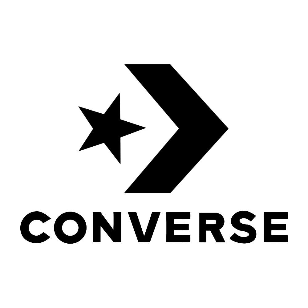 Converse logo with black arrow and star design on a white background